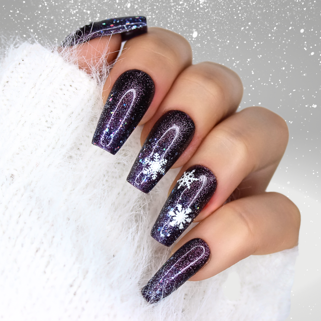 PollyTips - Midnight Snowfall Nails 1