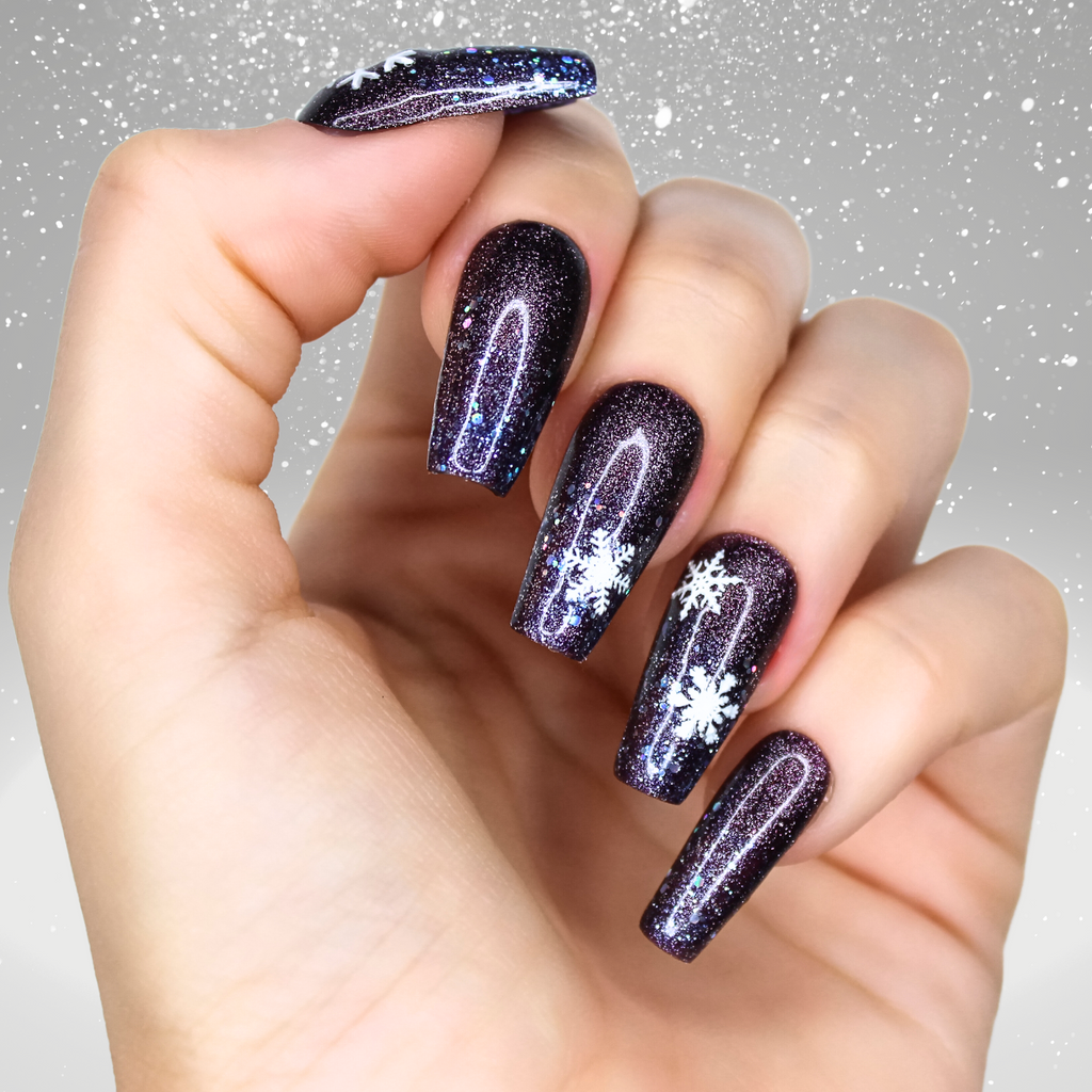 PollyTips - Midnight Snowfall Nails 3