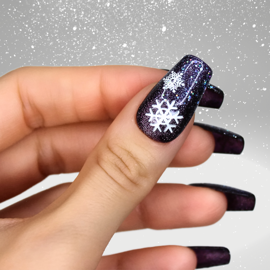 PollyTips - Midnight Snowfall Nails 4