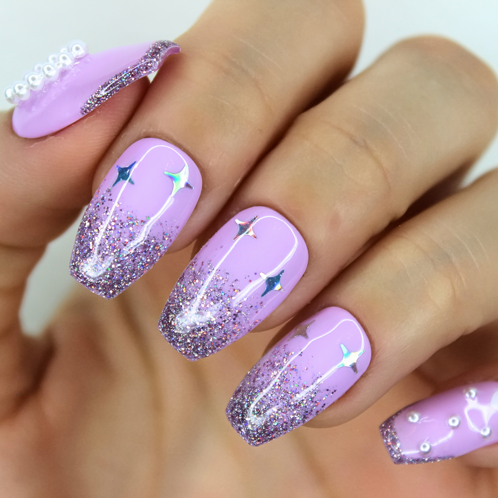 PollyTips - Pearly Lavender Dreamscape Nails 4