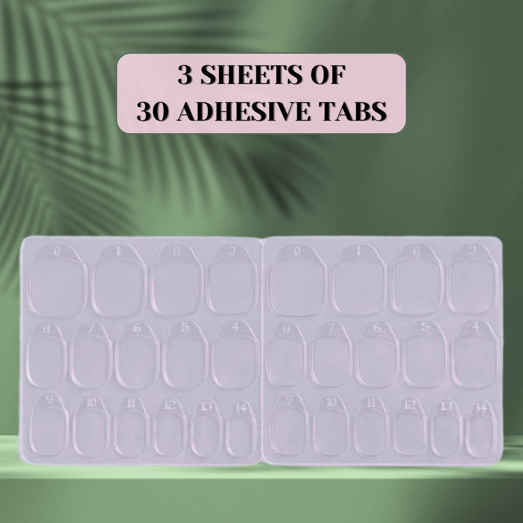 PollyTips - Adhesive Tabs (3 sheets of 30 adhesive tabs/15 sizes).